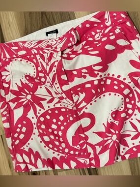 J. Crew cotton tropical Hot Pink and White Floral Print Skirt size 6 LIKE NEW